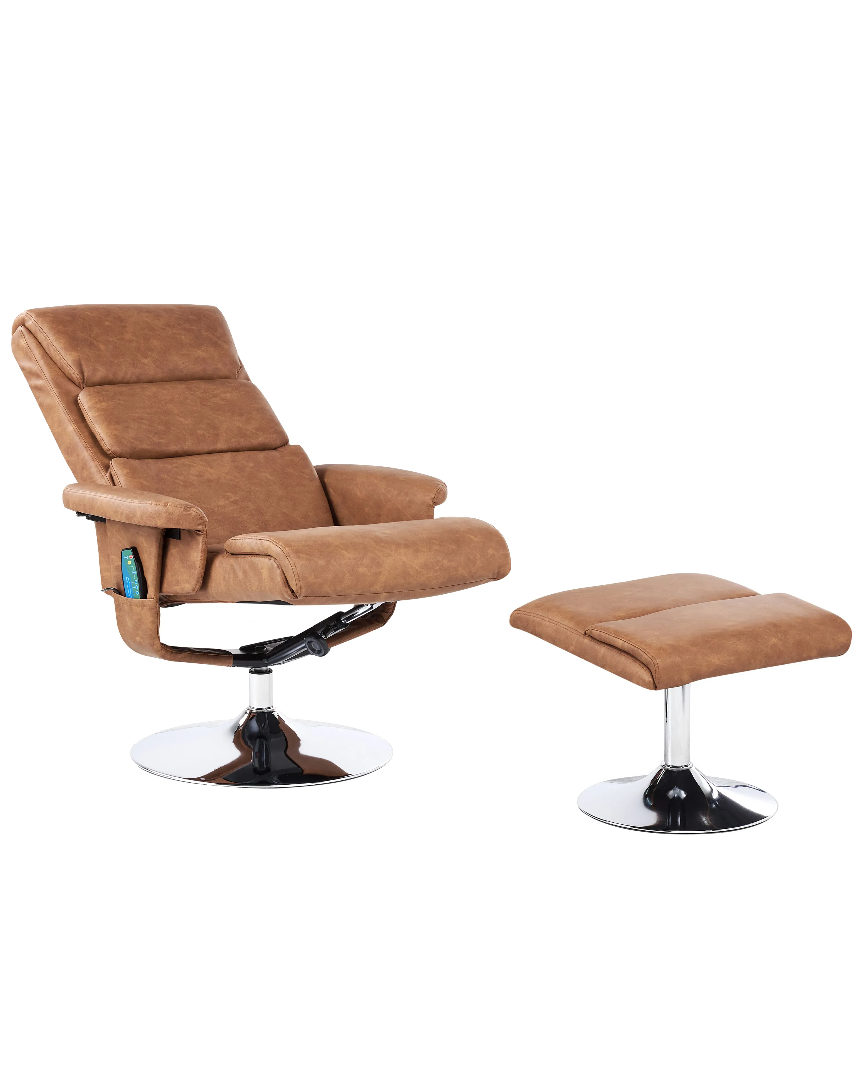 Massage Chair LEGEND with Footstool Faux Leather Brown