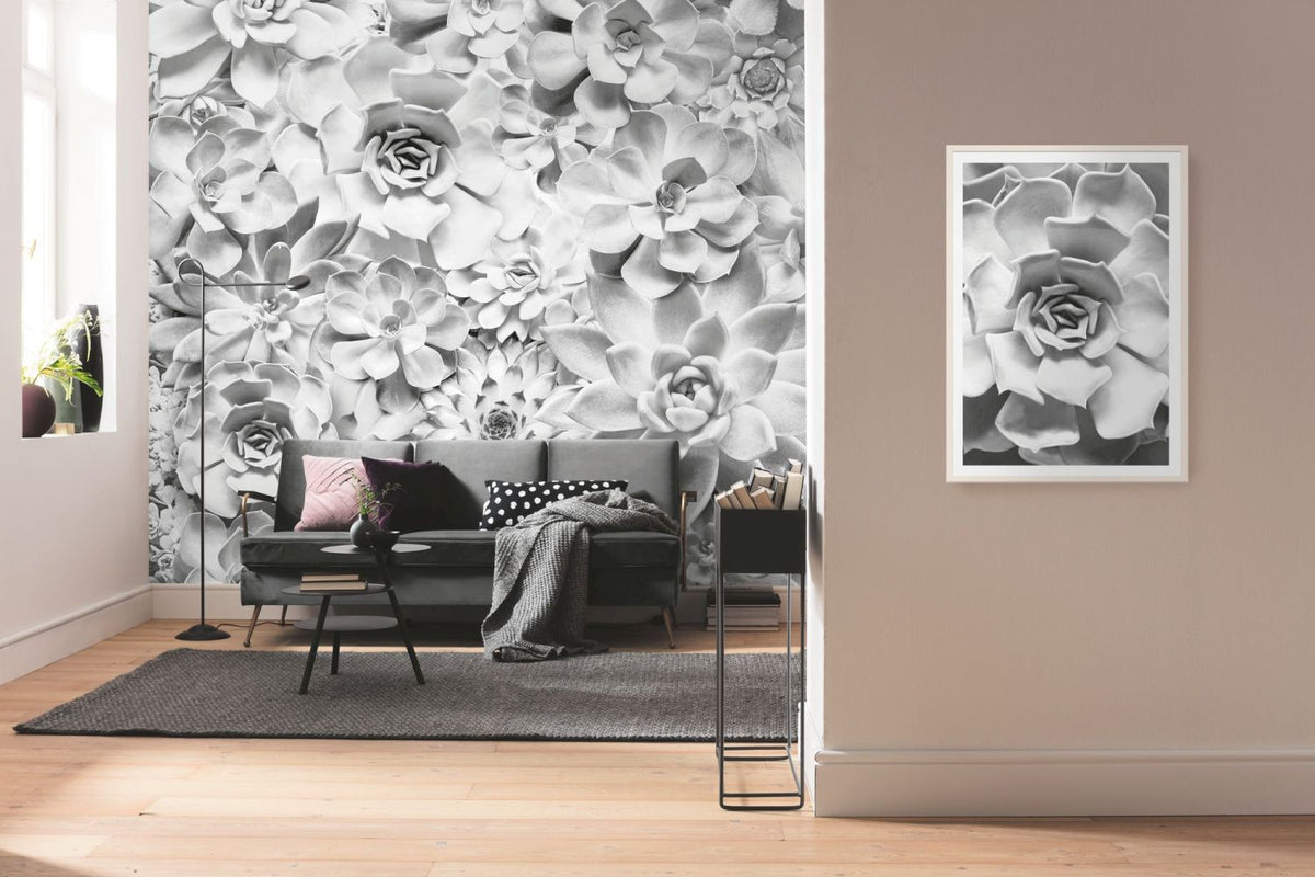 Sanders & Sanders fotobehang bladeren lichtgrijs - 400 x 250 cm - 612370