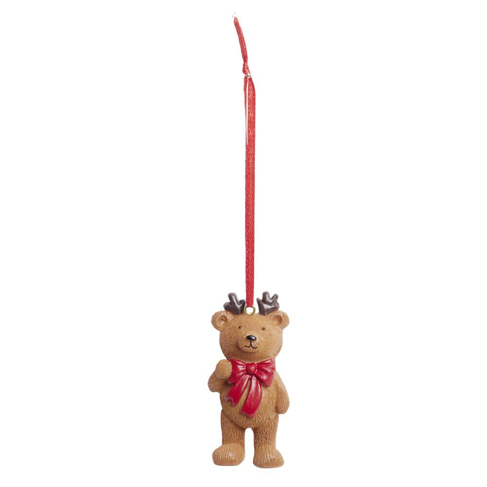 Décoration de No&euml;l ourson à suspendre polyrésine H7cm (3 modèles)