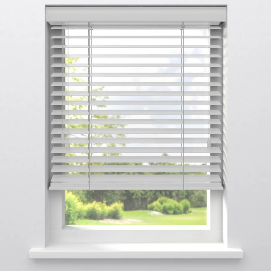 Kwantum Aluminium Jaloezieën | Houten Jaloezieën | Fenstr Houten Jaloezie Theun  65mm Wit