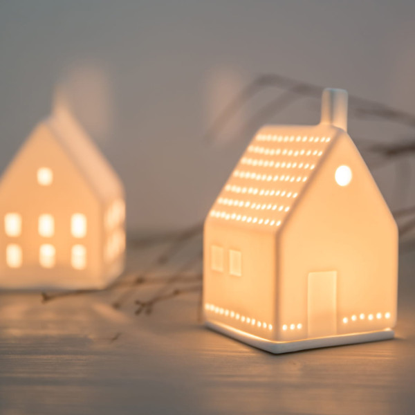 Lampion domek, serce, Porcelana