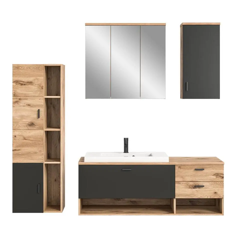 Hioshop Grado badkamer 203cm eik decor-mat grijs