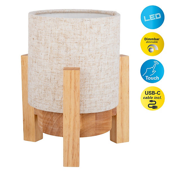 Lampe table accu MADITA H 19cm blanc naturel LED intégrée intensité variable capteur tactile