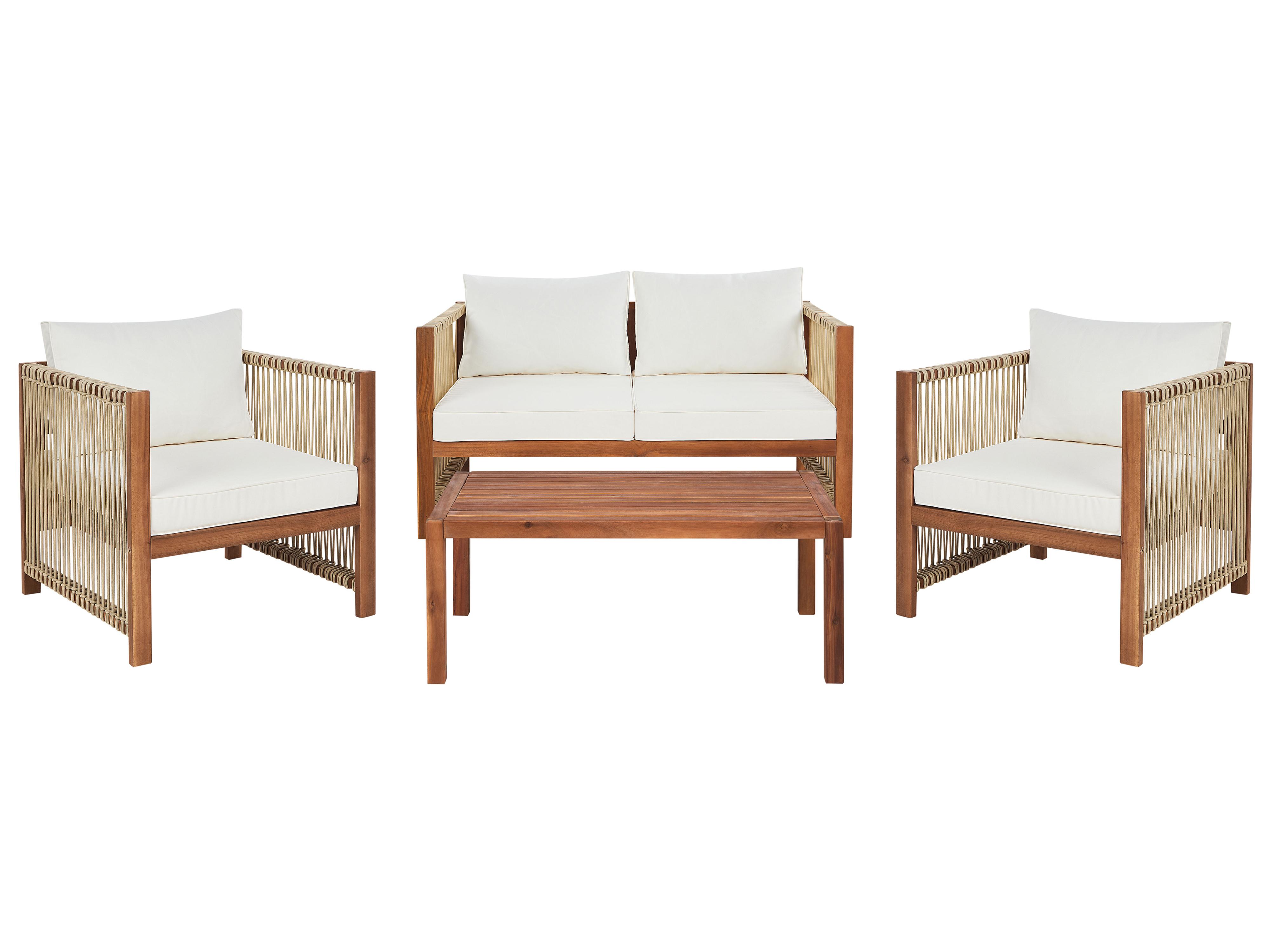 Garden Lounge Set with Table 4 Seater ANTRIA Acacia Wood Beige