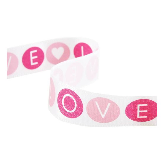 Pink Love Circles Satin Ribbon 15mm x 3.5m