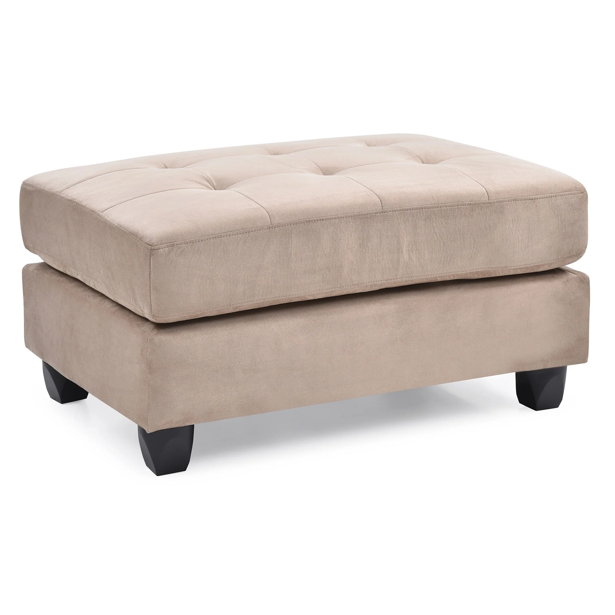 Upholstered Tufted Ottoman - 38 - Mocha