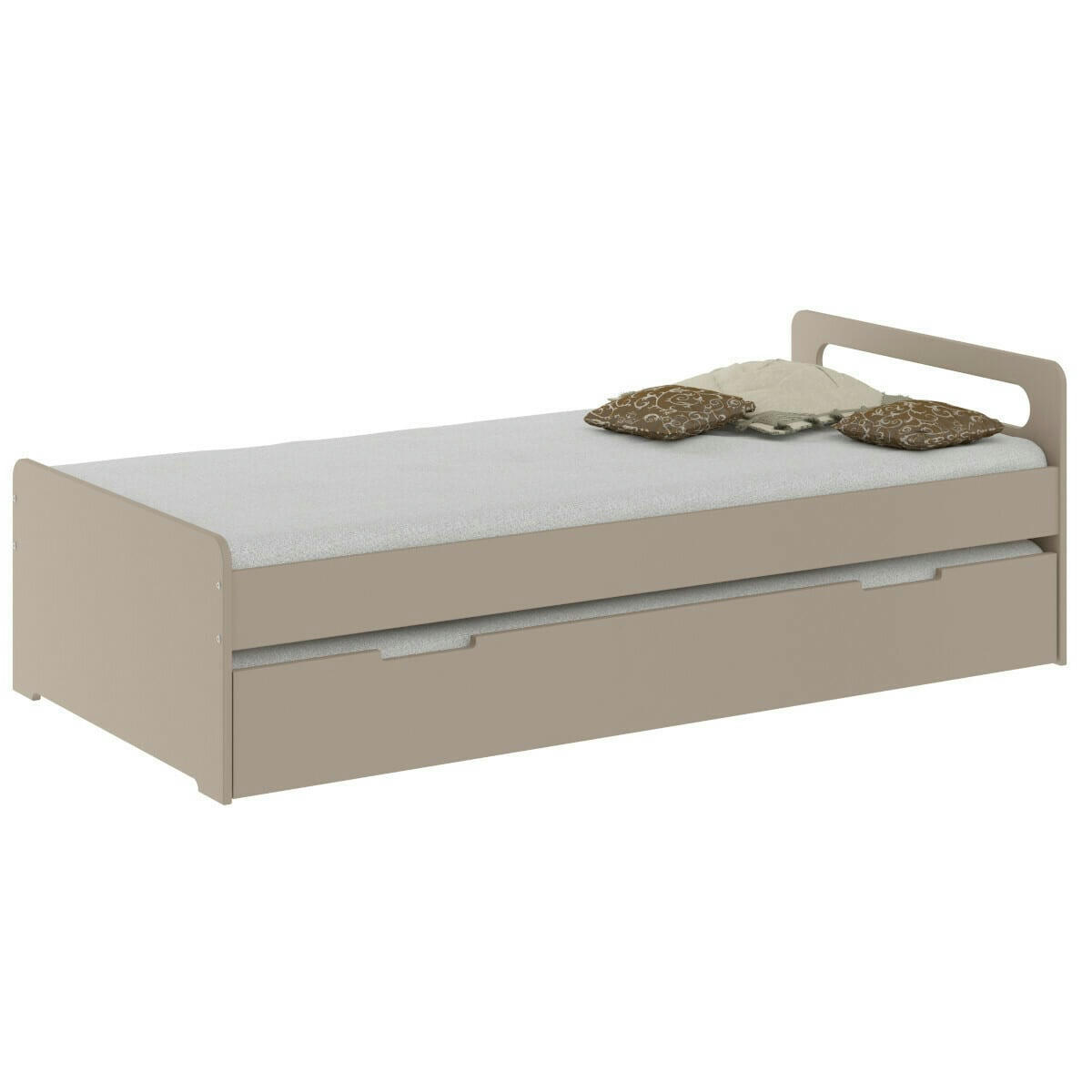 LOUNA - Lit gigogne 90x200 cm bois massif lin