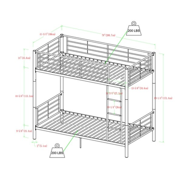 Middlebrook Abner Black Metal Twin over Twin Bunk Bed