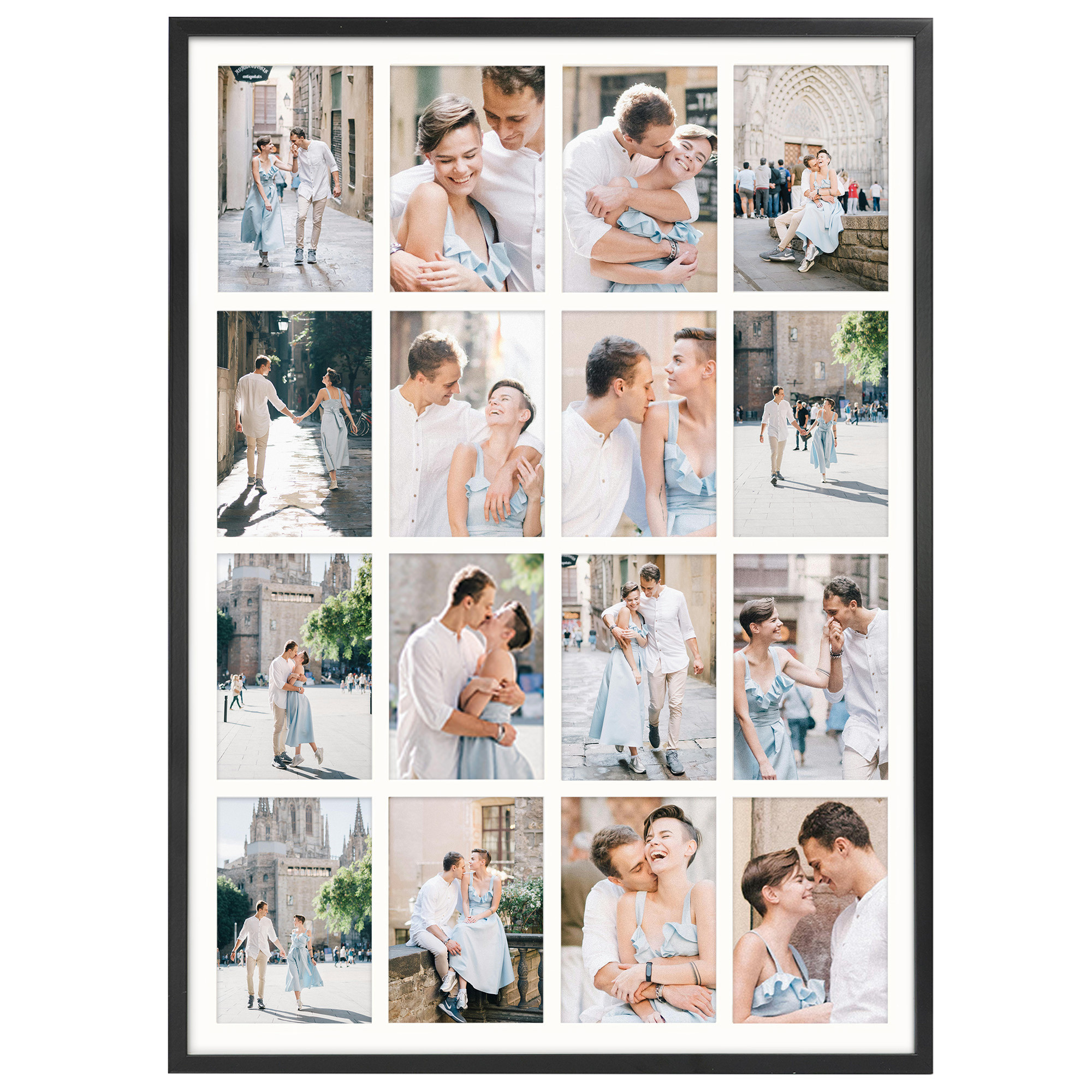 Ramka na zdjęcia 16 zdjęć 10x15 cm rama czarna foto galeria 50x70 FRAMAI®