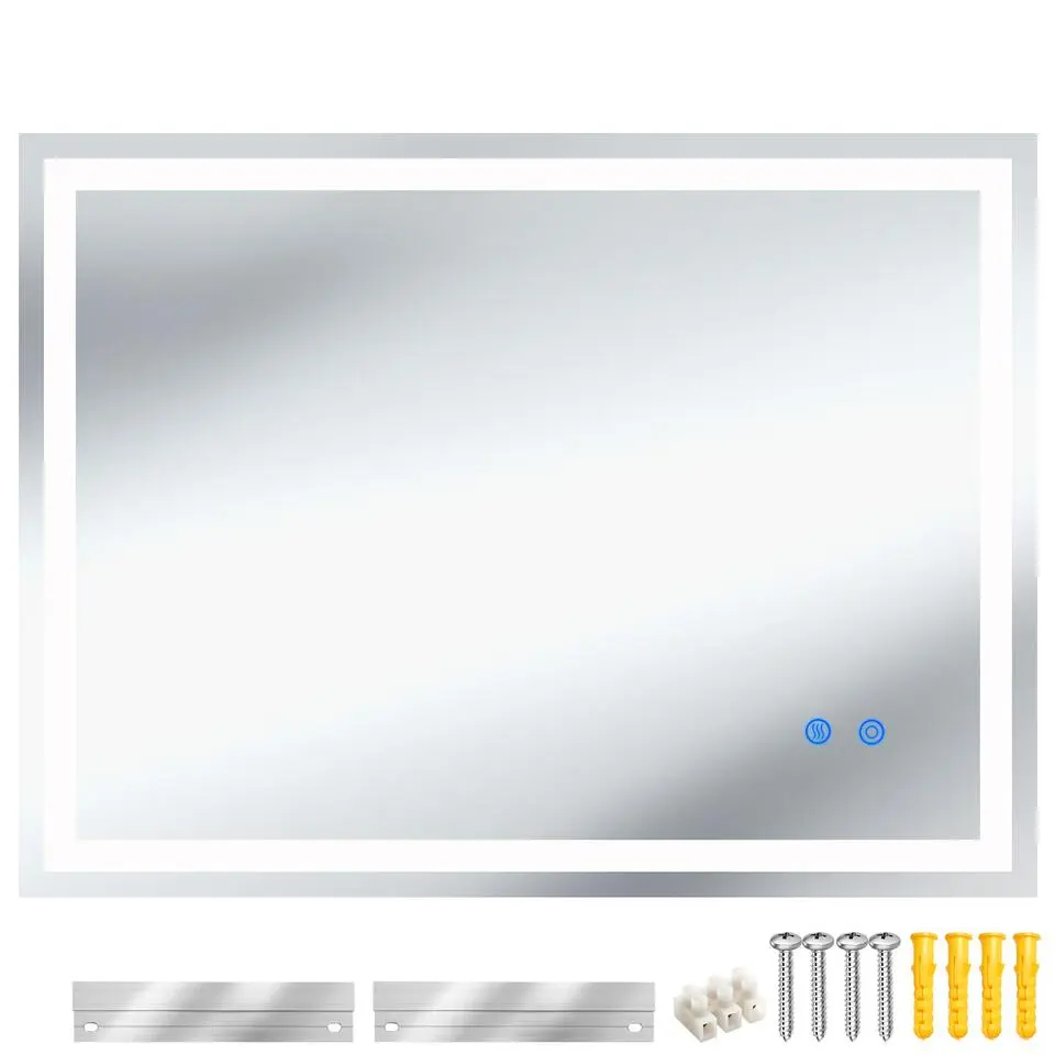 tectake LED-badkamerspiegel Clara, dimbaar, met 3 lichtkleuren, Antraciet