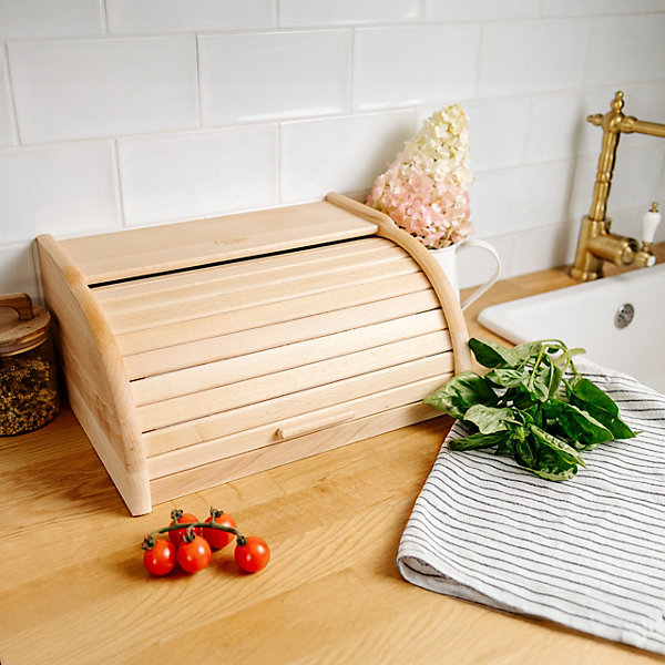 Creative Home Boîte à Pain Naturel - 38 x 28,5 x 17,5 cm ( /- 1 cm) - Boite a Pain Bois - Huche Pain - Corbeille a Pain