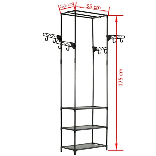 NNEVL Clothes Rack Steel and Non-woven Fabric 55x28.5x175 cm Black