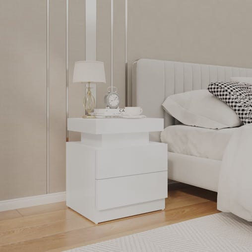 NNEVL Bedside Cabinet High Gloss White 45x35x52 cm Chipboard