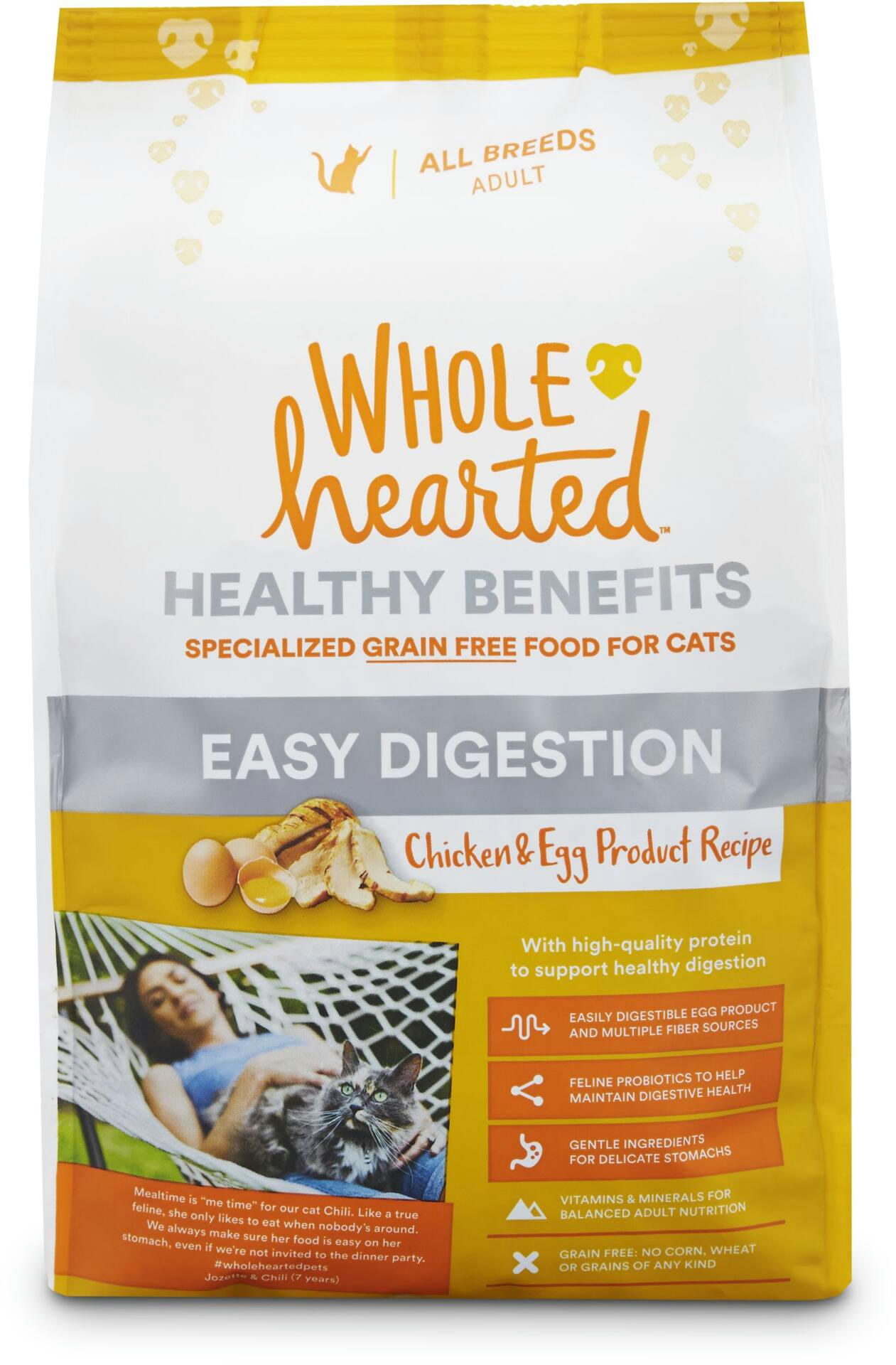 WholeHearted Healthy Digestion Chicken & Egg Product Recipe Dry Cat Food, 1.13-kg