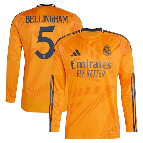 Jude Bellingham Los Merengues adidas 2024/25 Away Replica Long Sleeve Player Jersey - Orange