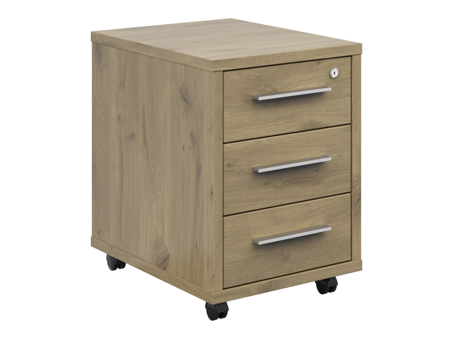 Kontenerek biurowy Connect 44 cm z 3 szufladami dąb viking