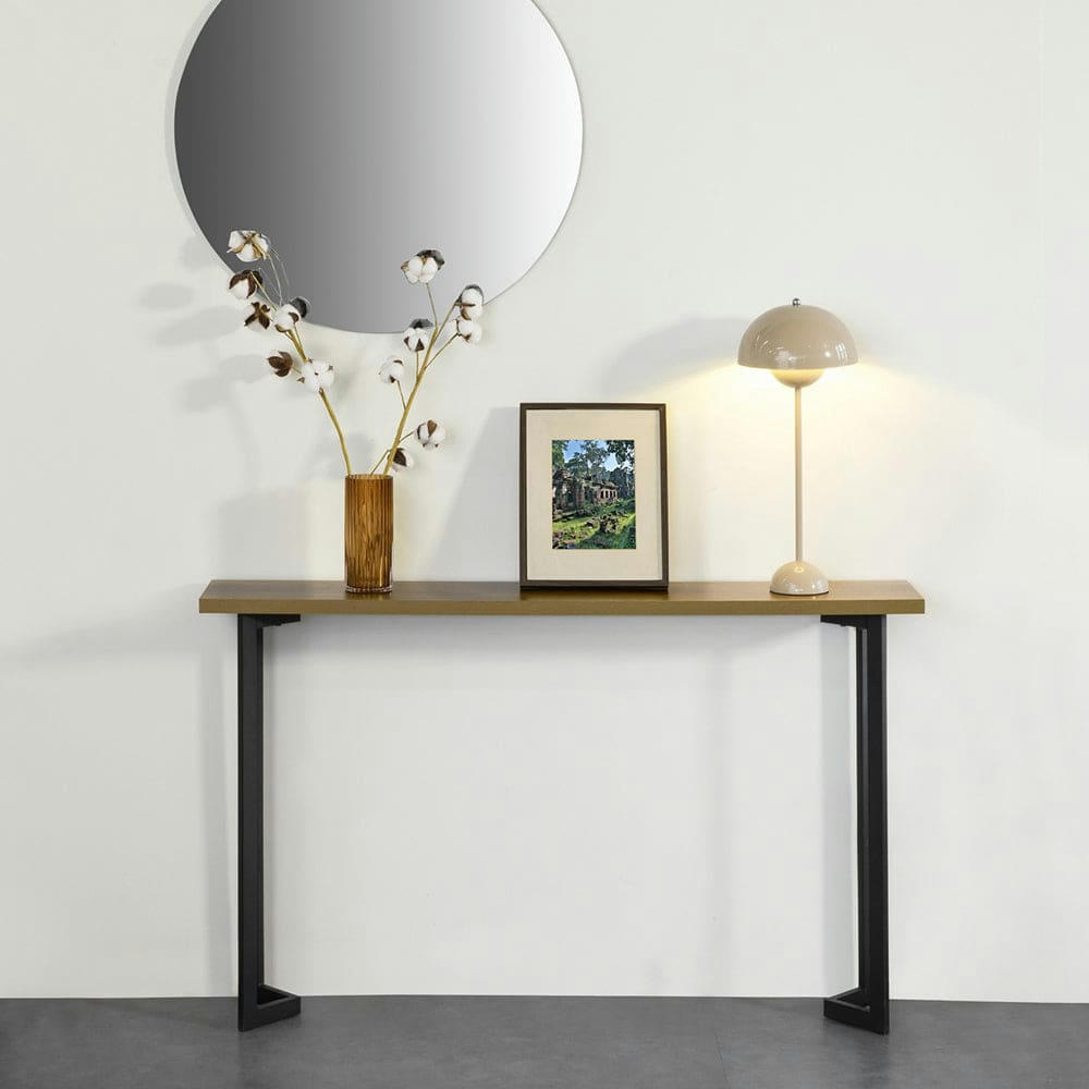 - Table console industrielle en métal et bois
