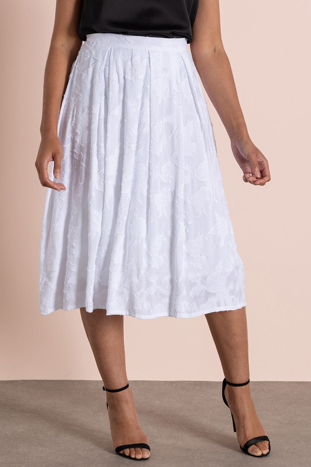 Klass. Box Pleat Jacquard Cotton Blend Skirt