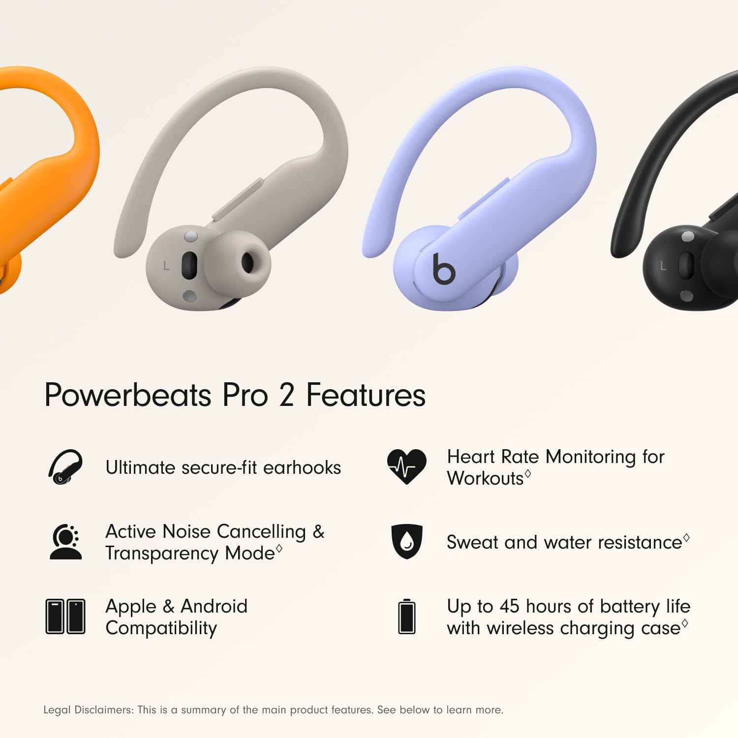 Beats Powerbeats Pro 2 - Wireless Bluetooth Earbuds with USB-C Charging Cables (1.5 m) - Hyper Purple
