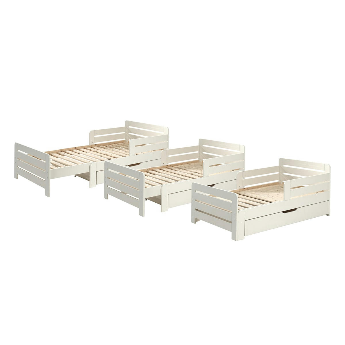 JUMPER - Lit évolutif 90x140 en 90x200 sommier inclus blanc