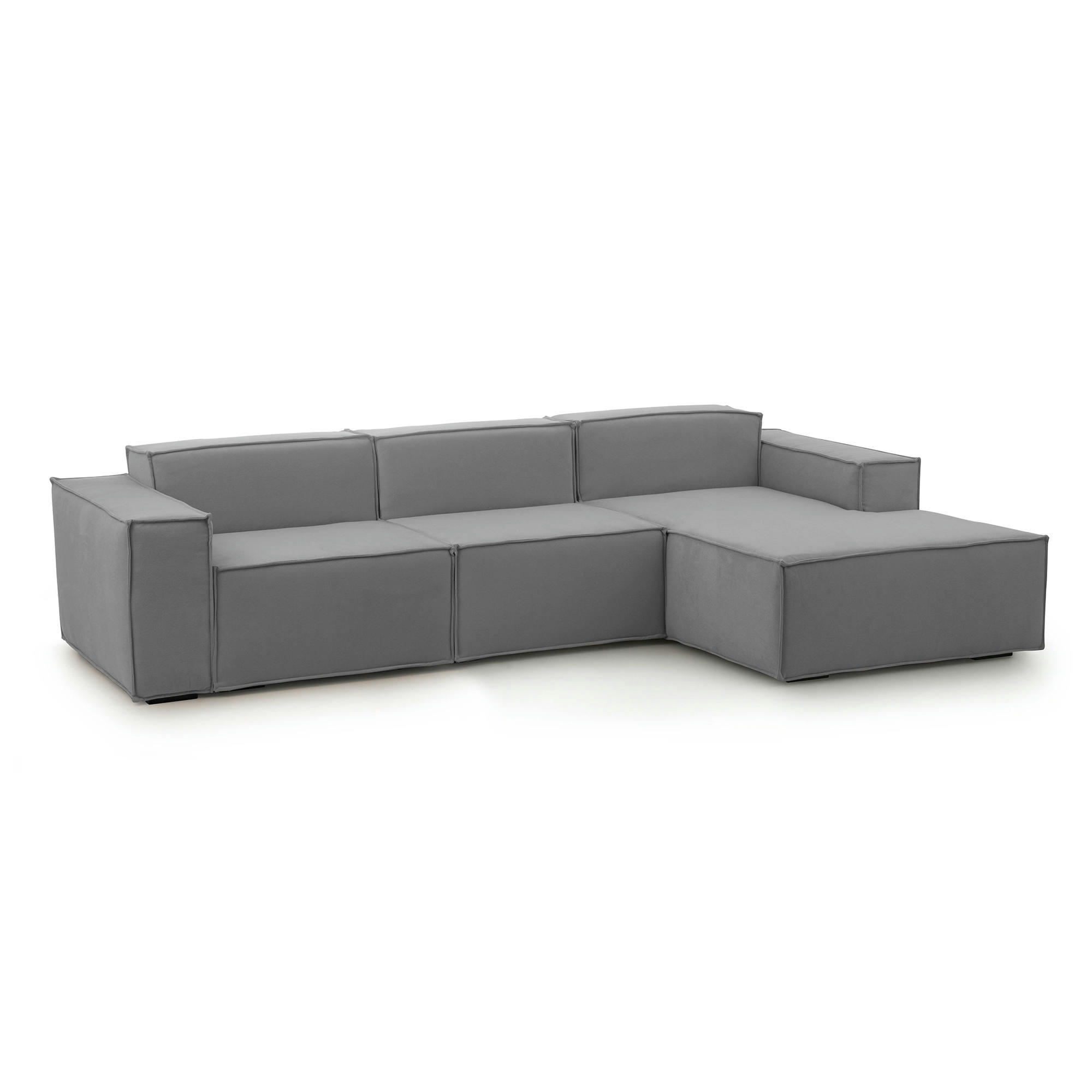 DDZEK - Canapé d'angle 3 places en tissu gris