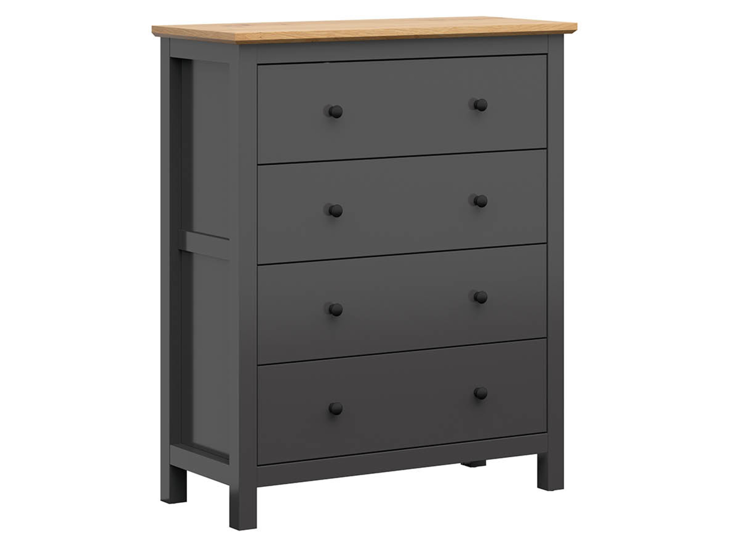 Komoda Hesen 101 cm z 4 szufladami grafit/dąb artisan