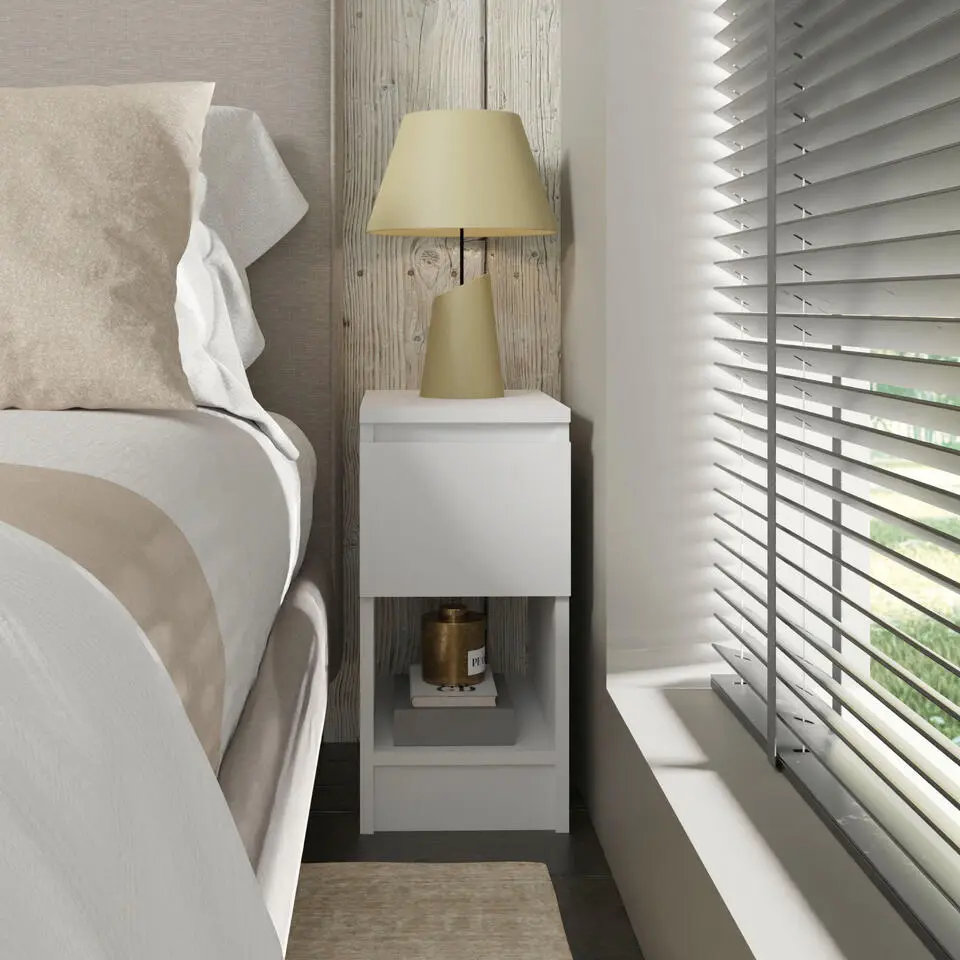 Nachtkastje - Nachtkast Wit - 40 x 25 x 51 cm - 1 lade