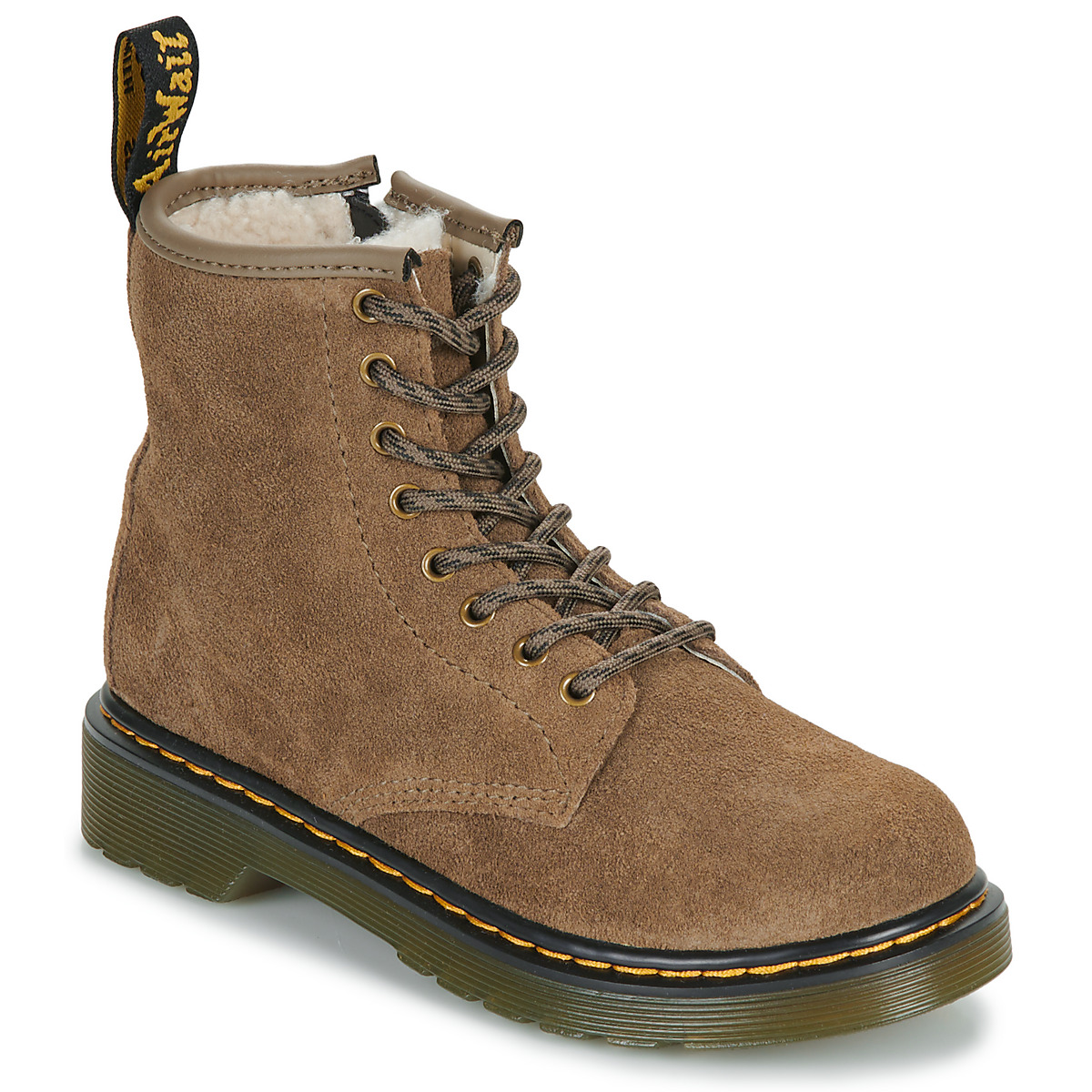 Dr. Martens - Serena J Dark Khaki Bronx Suede - Beige