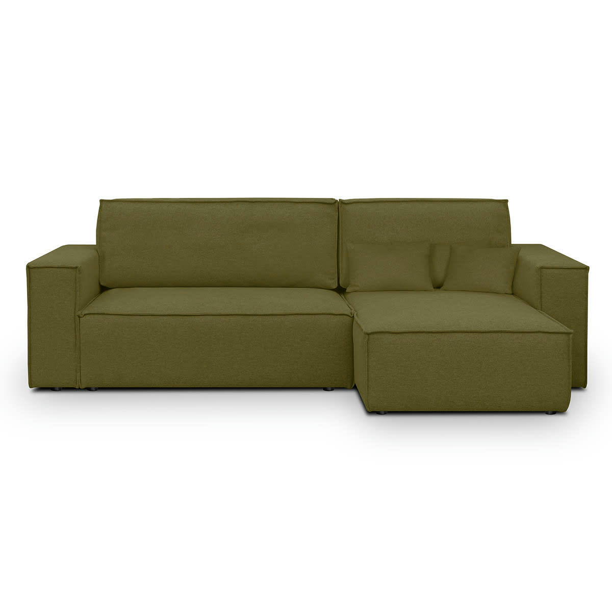 LIVIA NEW - Canapé d'angle convertible 4 places en tissu vert olive