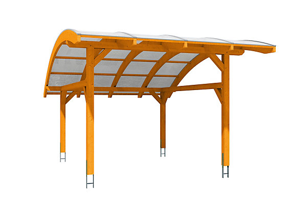 Carport SKAN HOLZ Schwaben 434x630cm, bois lamellé-collé, traitement coloré chêne clair