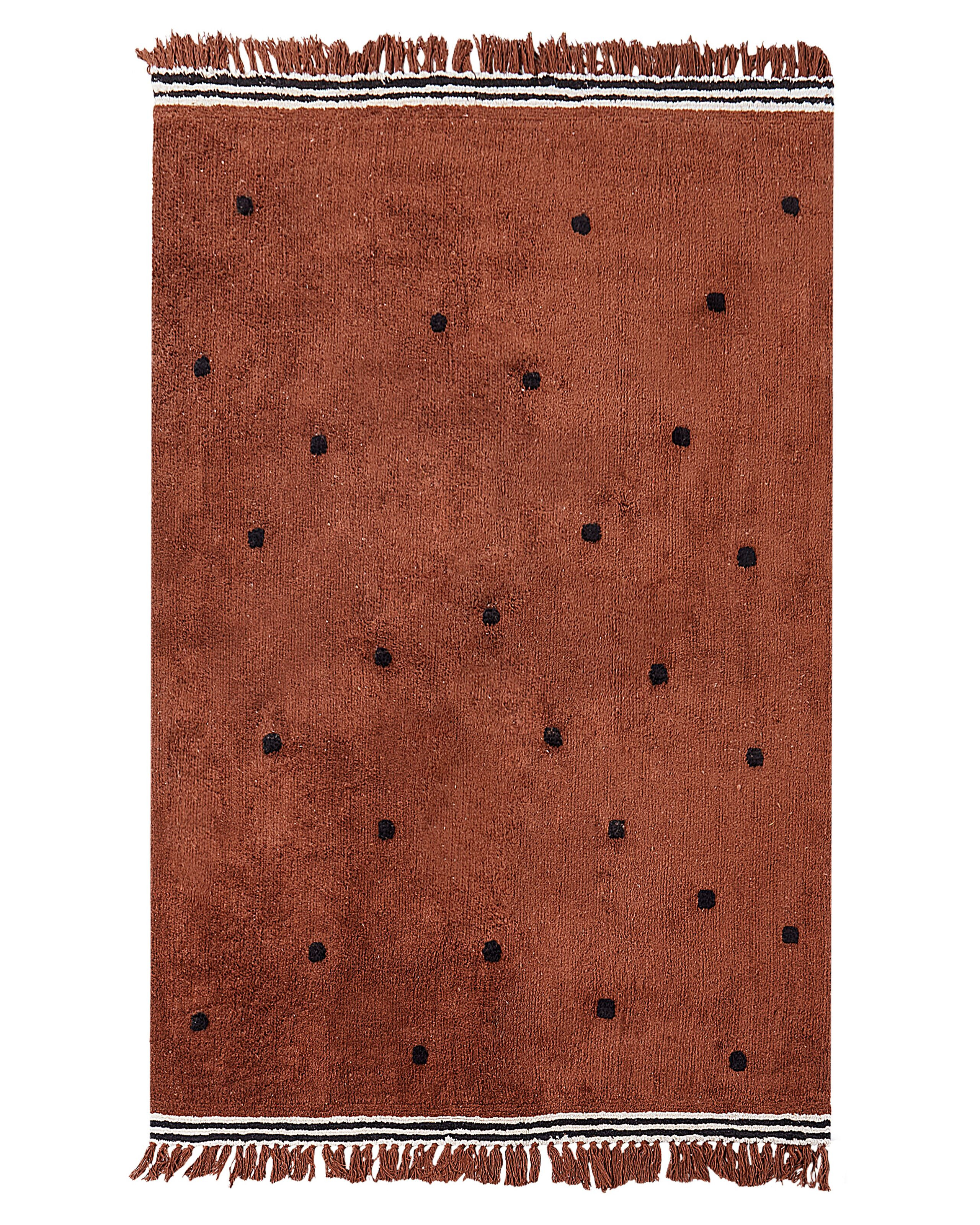 Dywan z kropkami i paskami 140x200 cm brązowy