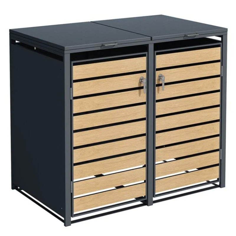 Abri pour poubelles en métal gris anthracite 1,32 x 0,8 x 1,16 m KOVER BY TRIGANO