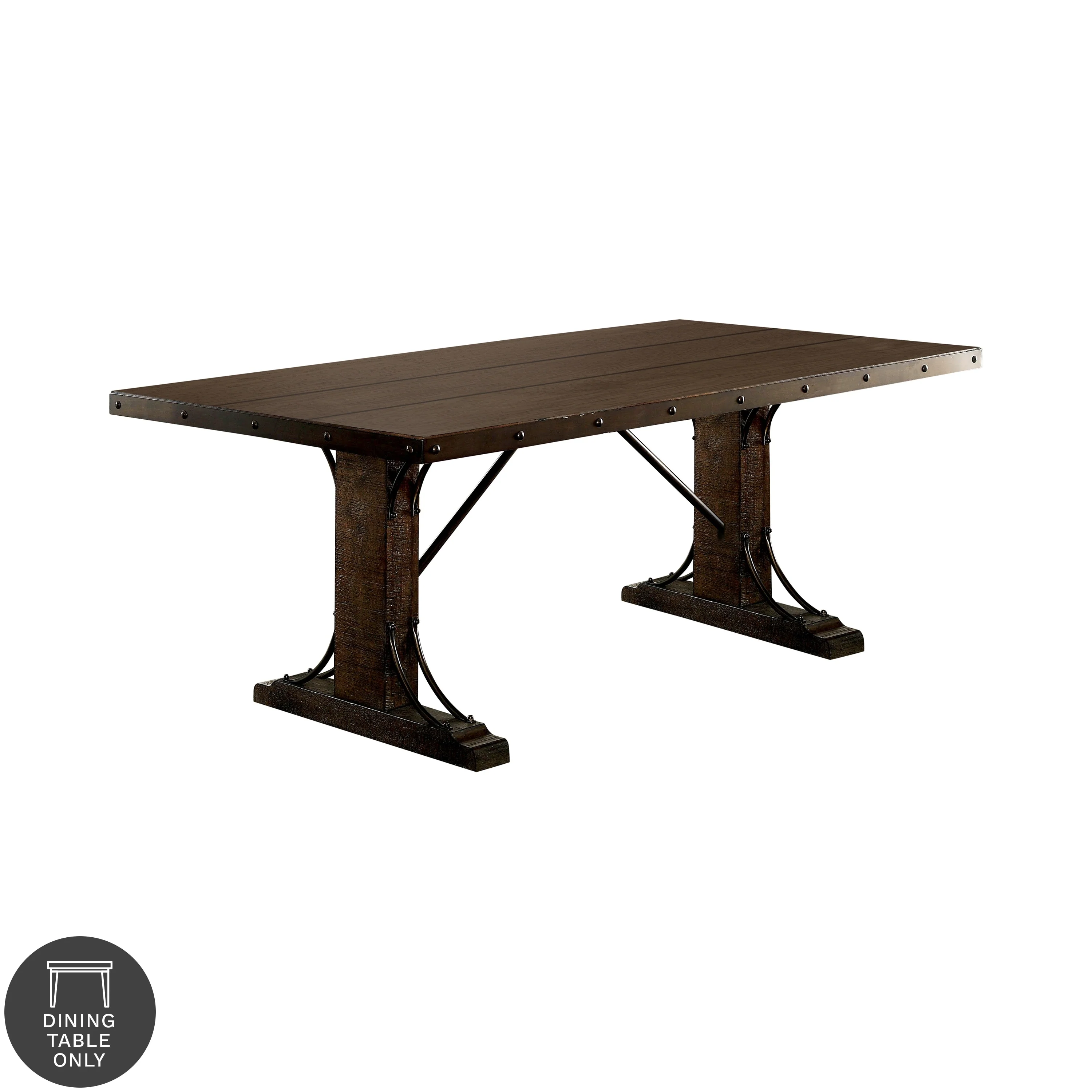 Furniture of America Tood Farmhouse Walnut 78-inch Wood Dining Table
