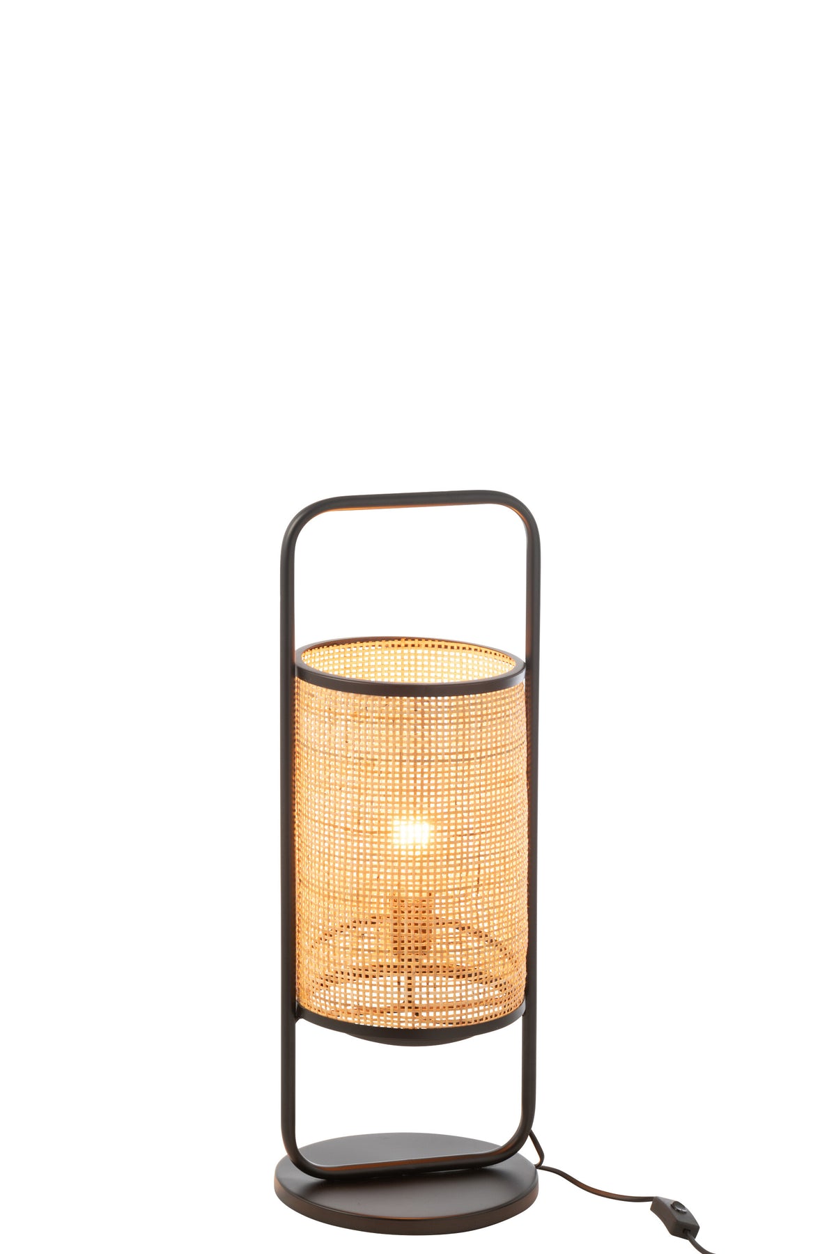 J-Line tafellamp Elton - metaal/rotin - zwart/naturel - small