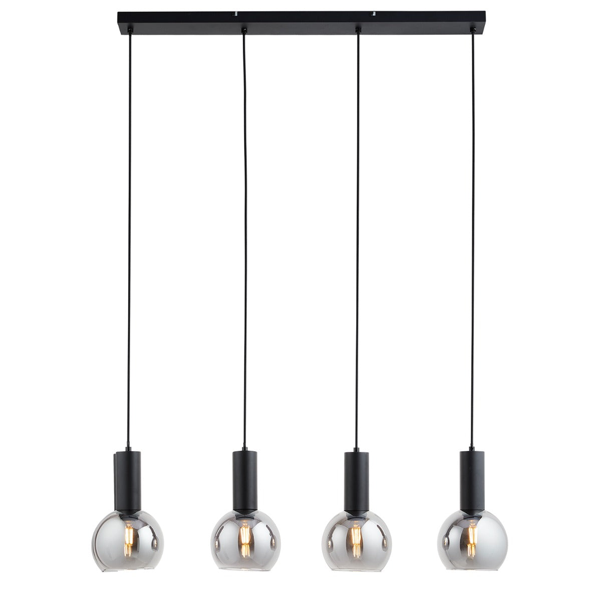 Lighto | Art deco hanglamp zwart met smoke glas 4-lichts | Juna