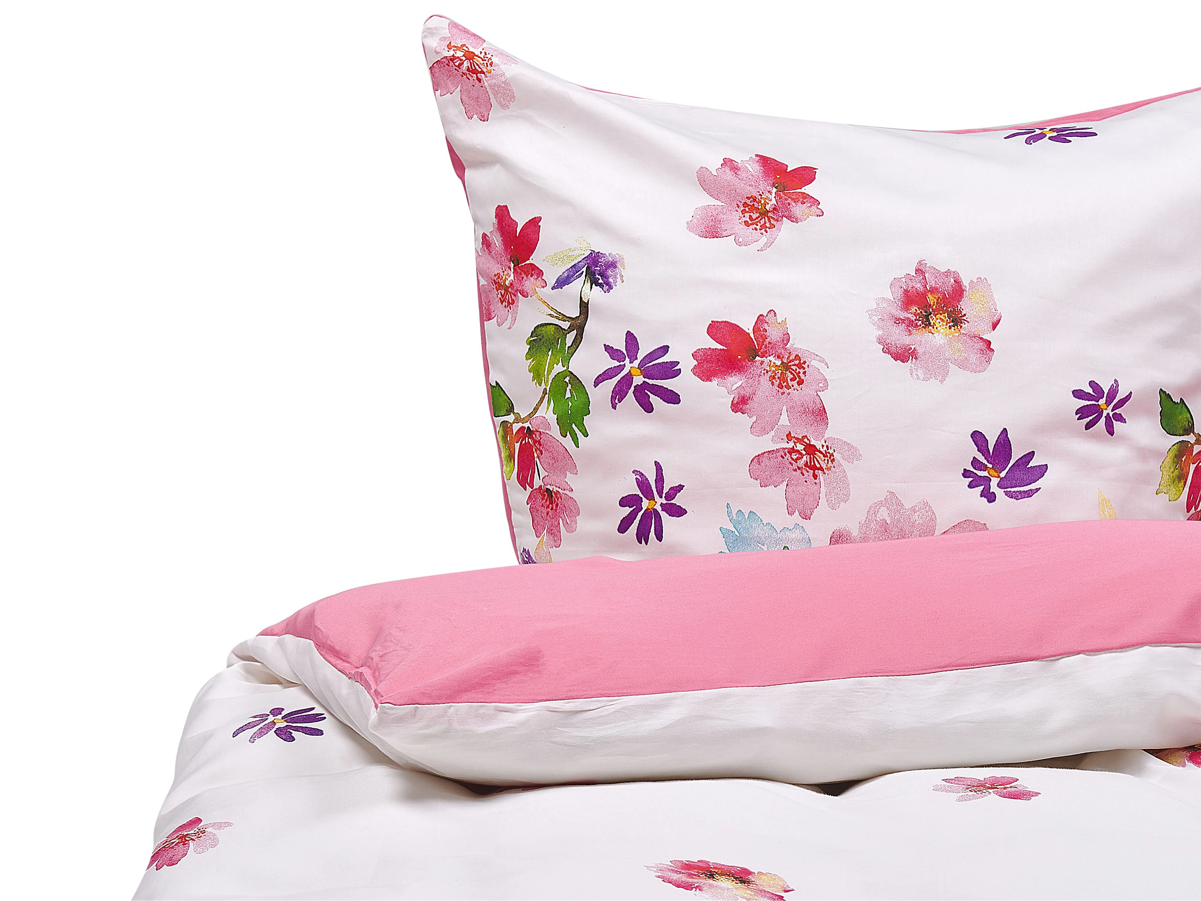 Duvet Cover Set LARYNHILL Sateen Cotton 135 x 200 cm Pink