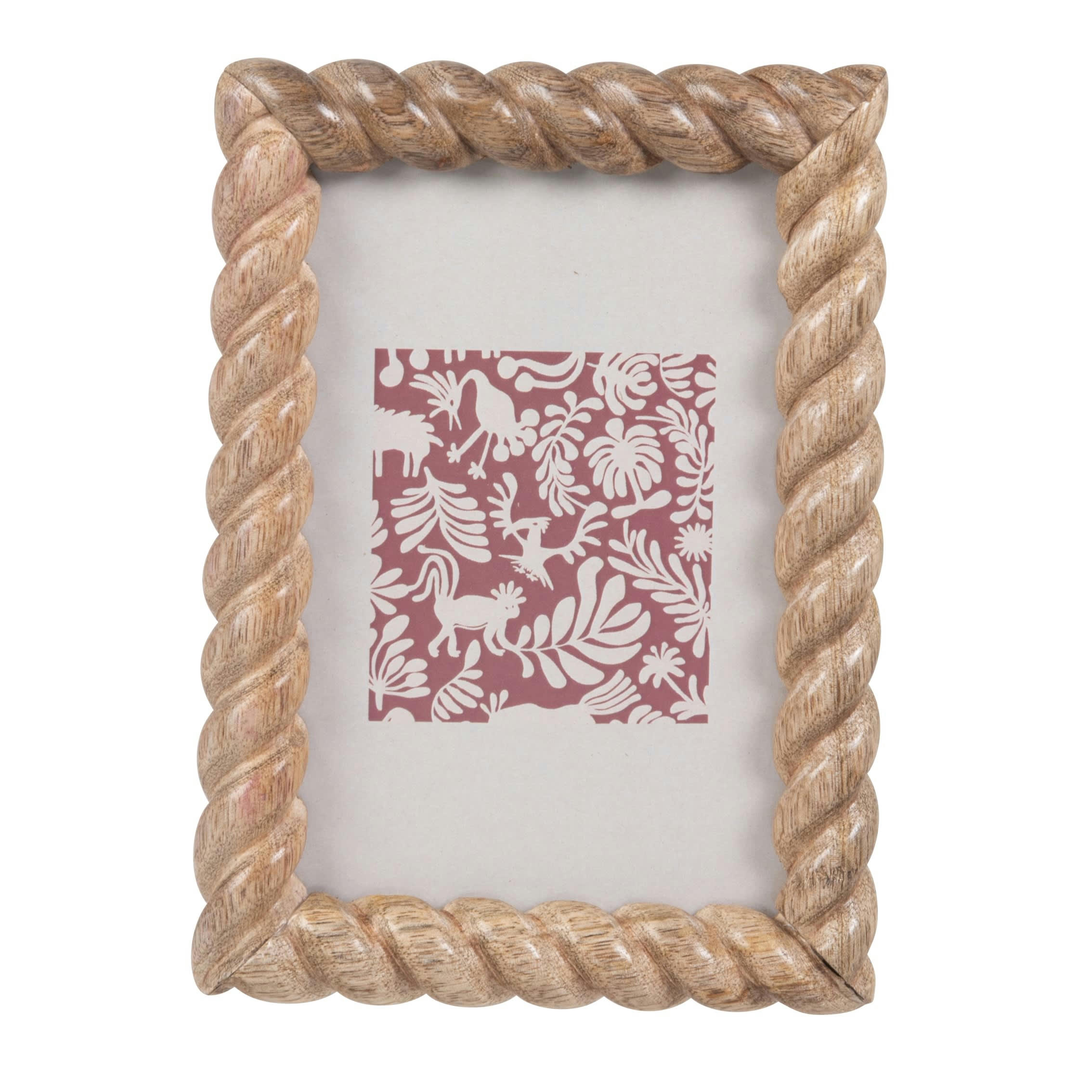 PAULO - Cadre photo torsades gravées en bois de manguier 10x15
