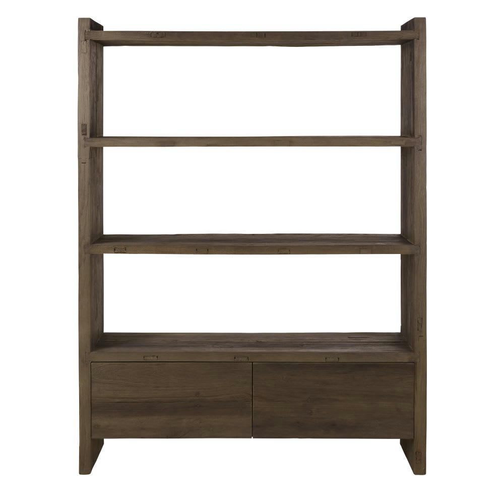 Reykjavik - Etagère 2 portes en bois d'orme recyclé marron