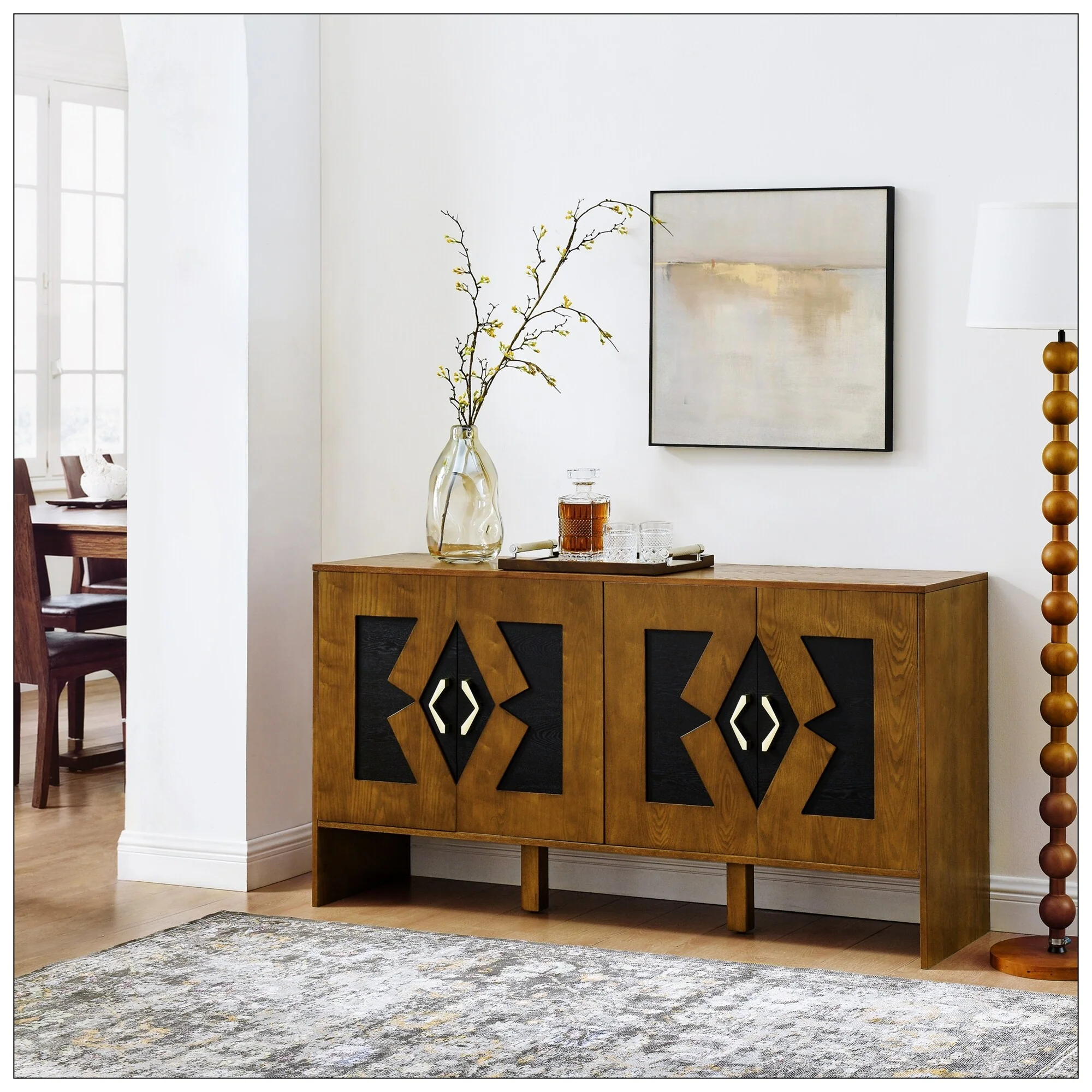 60 Mid Century Modern Sideboard Buffet Cabinet with Storage