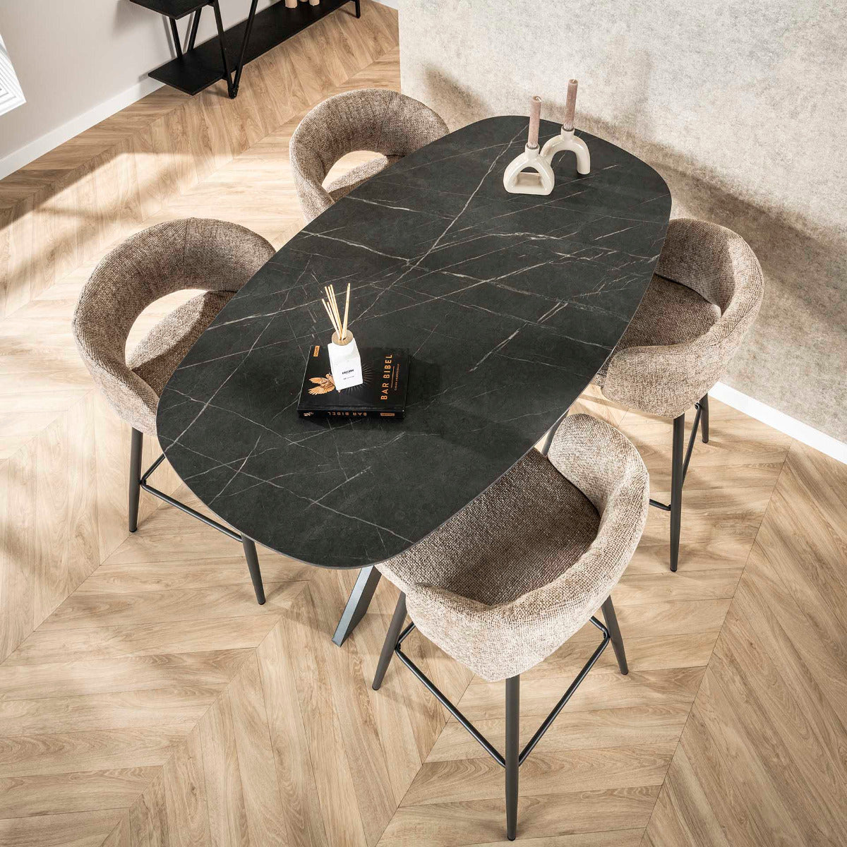 Fraaai - Connie bartafel kruisframe deens ovaal - zwart bruin