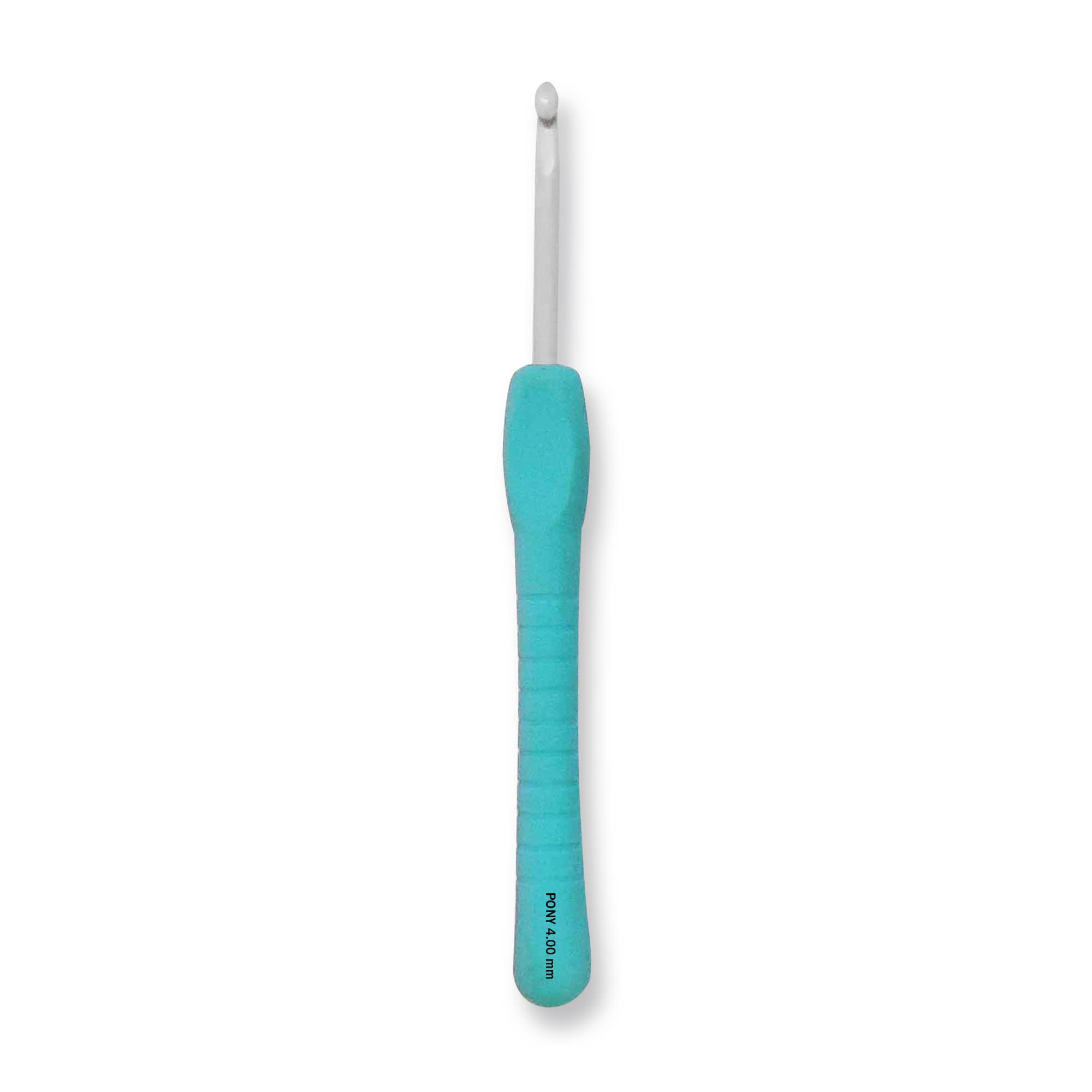 Pony Aqua Easy Grip Crochet Hook 4mm x 14cm