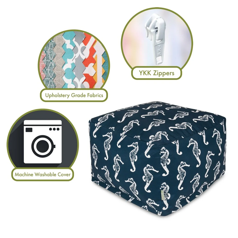 Majestic Home Goods Indoor Outdoor Sea Horse Ottoman Pouf 27 in L x 27 in W x 17 in H