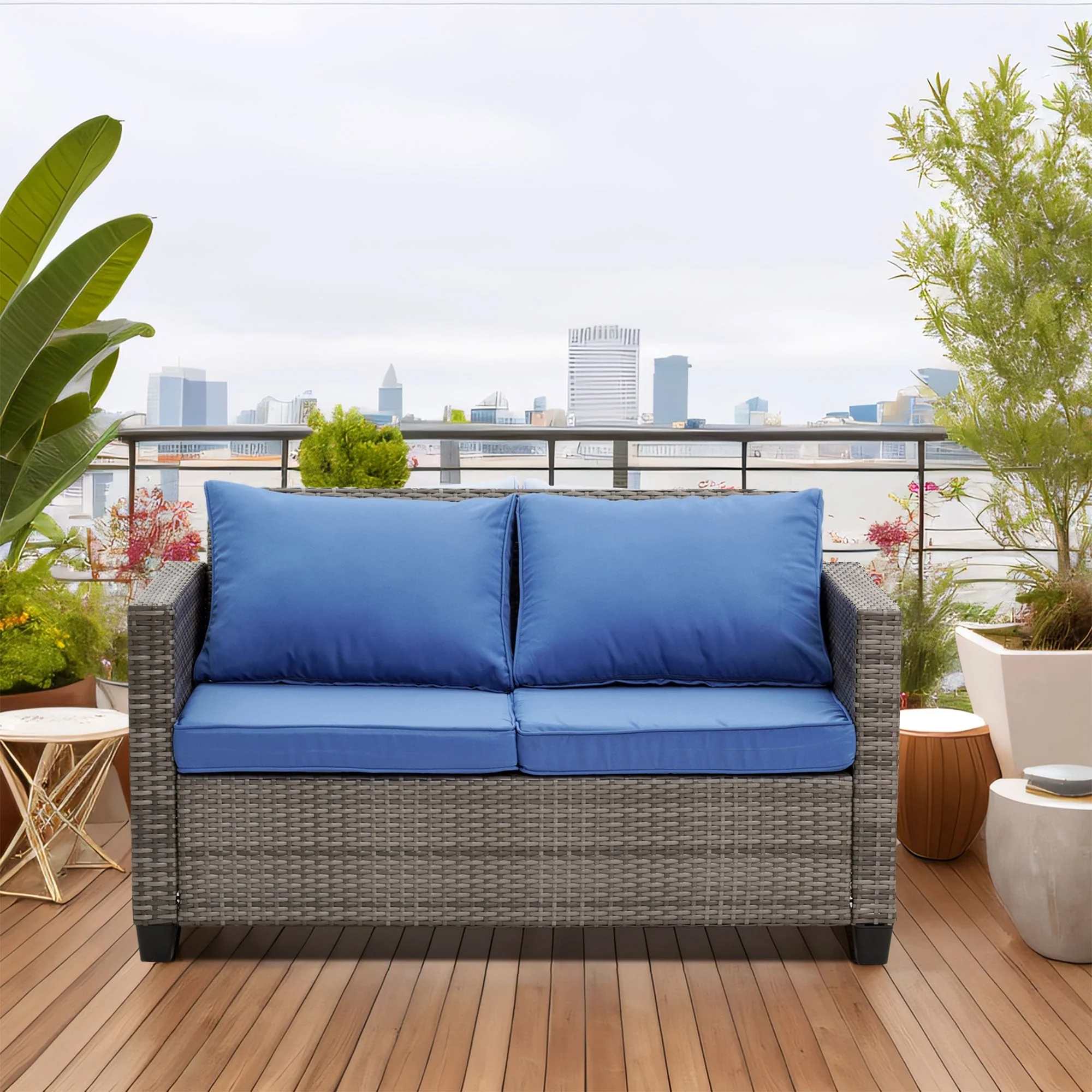 Ainfox Outdoor Patio Sofa Set Sectional Wicker Sofa Patio Furniture Rattan sofa