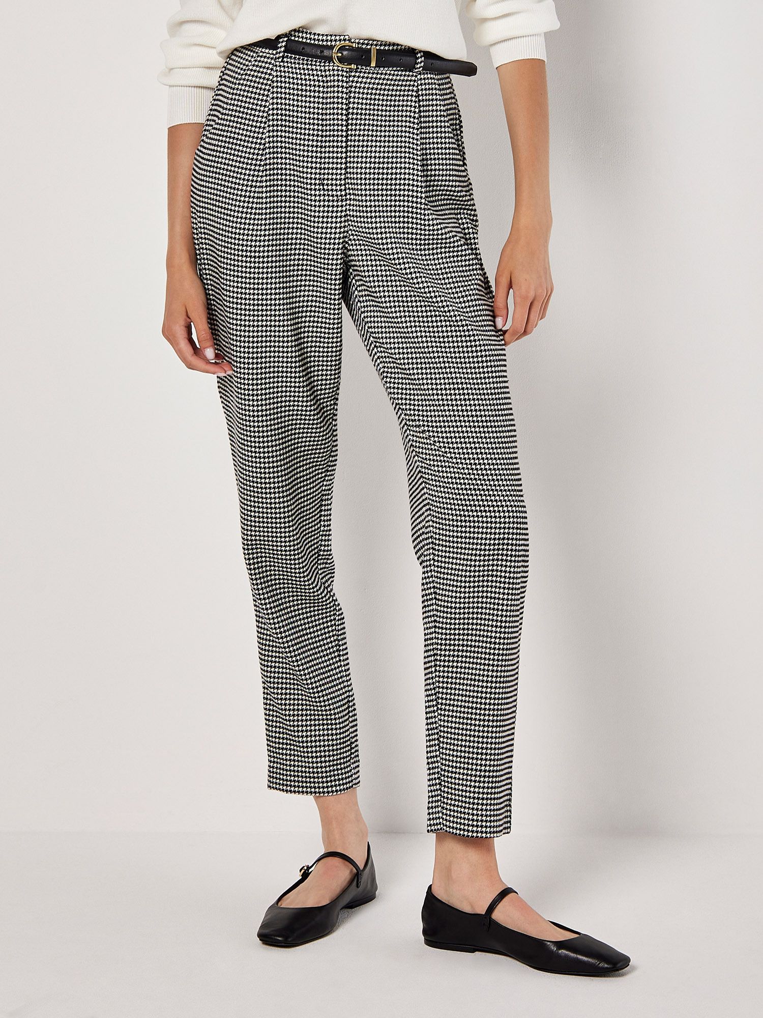 Apricot Dogtooth Paperbag Trousers