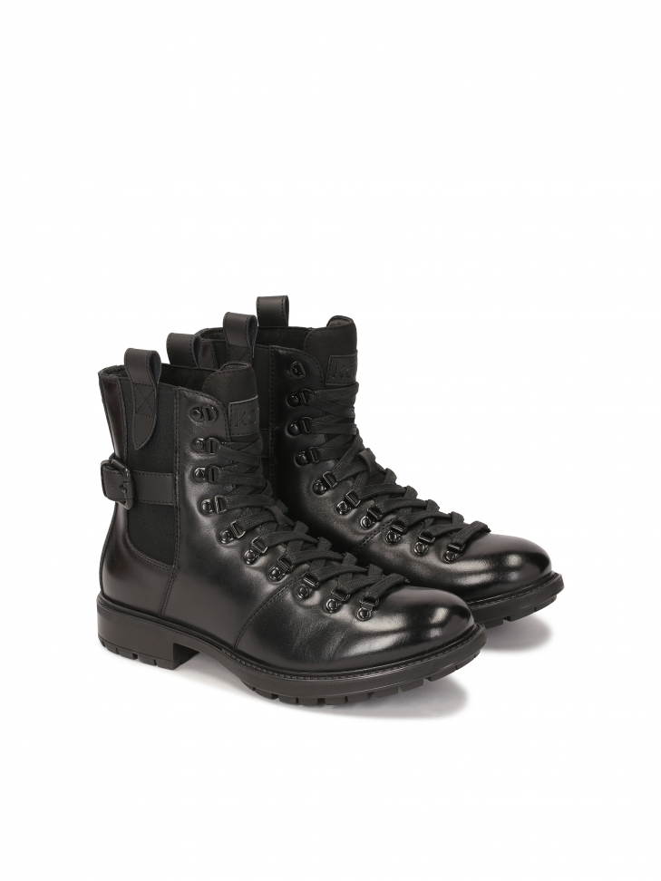 Lace-up leather boots for men