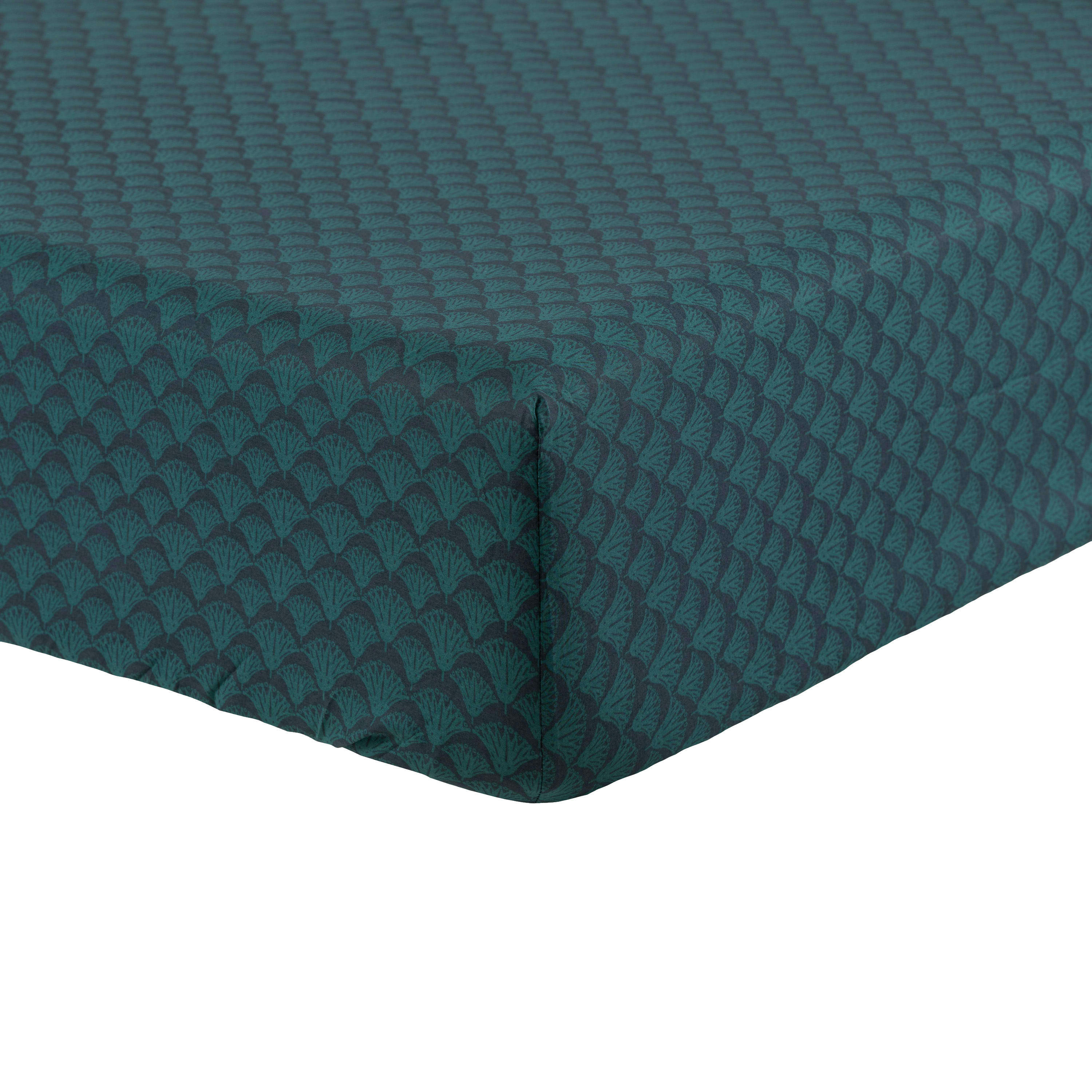 PAPYRUS - Drap housse percale de coton imprimé bleu 140 x 200 cm