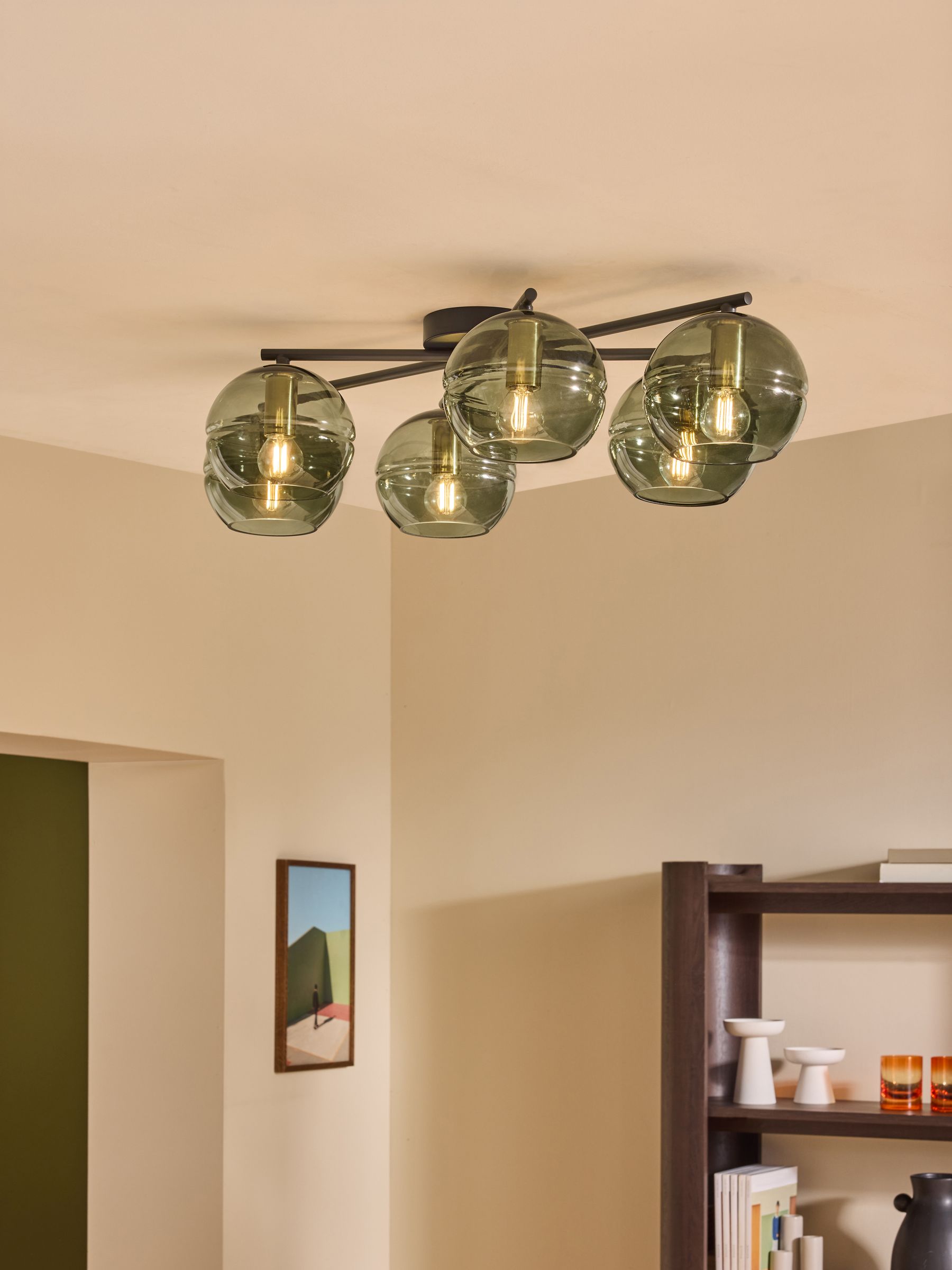 Green/Black Mika 6 Flush Light