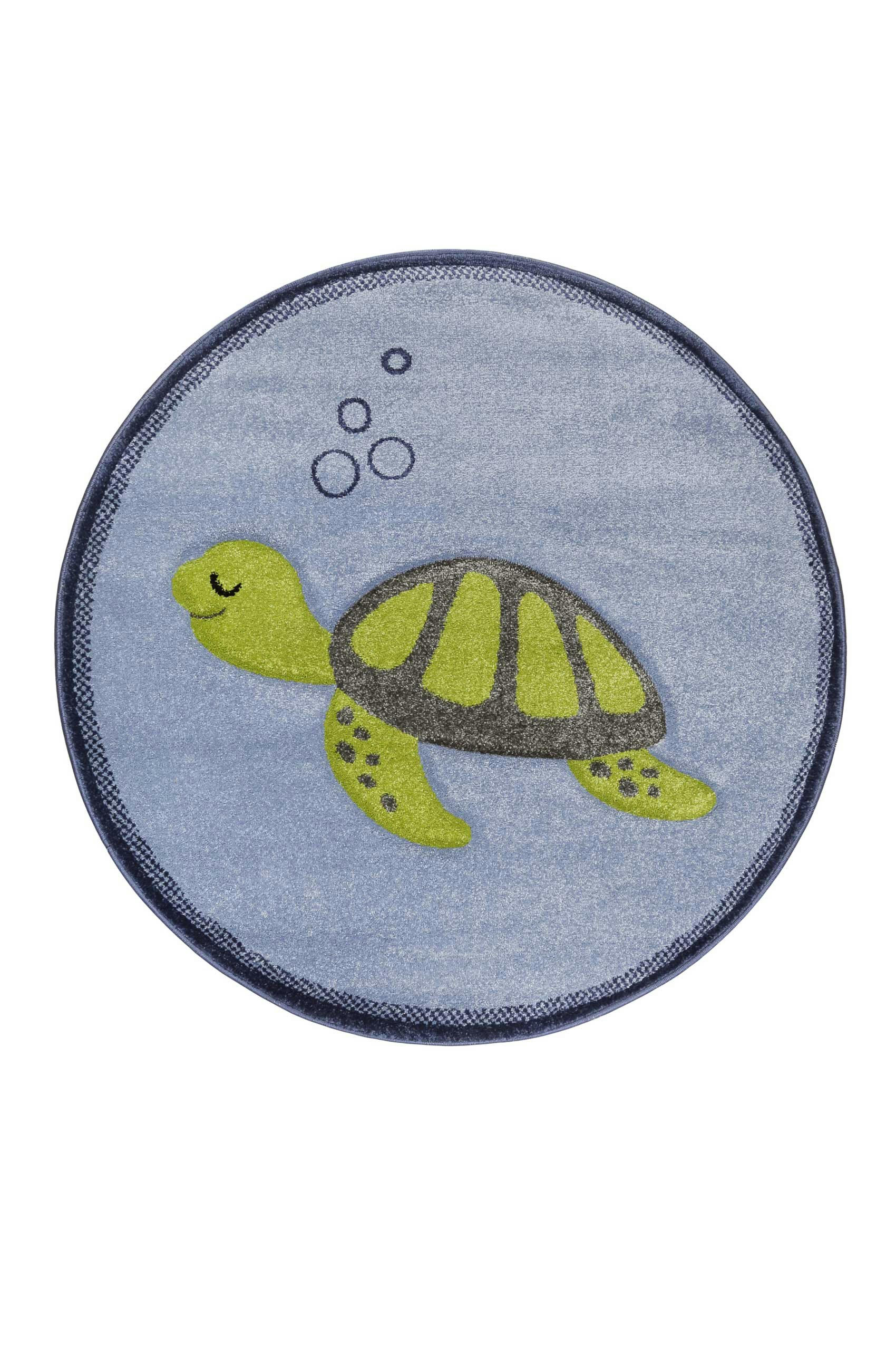 TURTLE - Tapis rond motif tortue verte fond 120 D