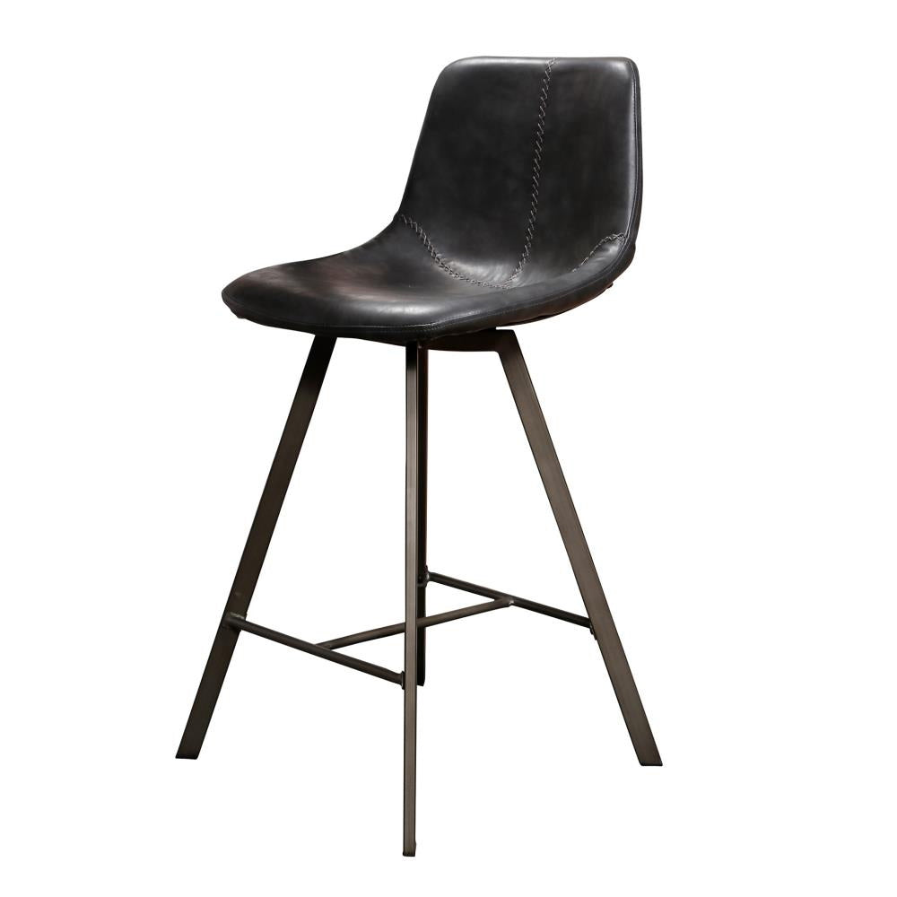 Giga Meubel Barstoel Zig-Zag - Zwart Kunstleer - Set van 2