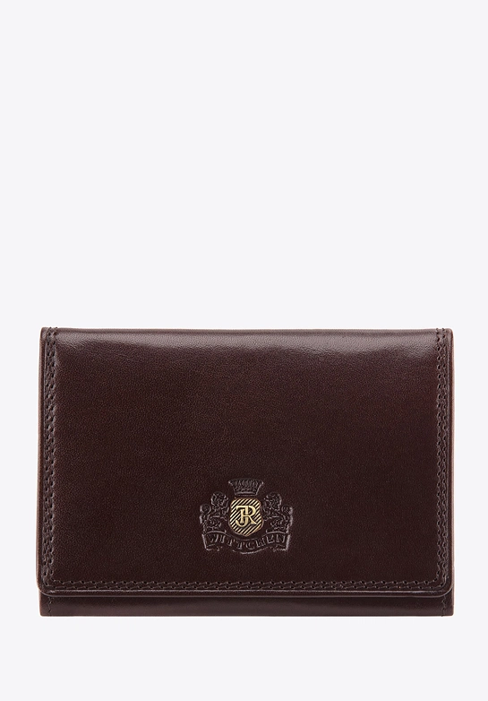 Etui na wizytówki skórzane z monogramem brązowe